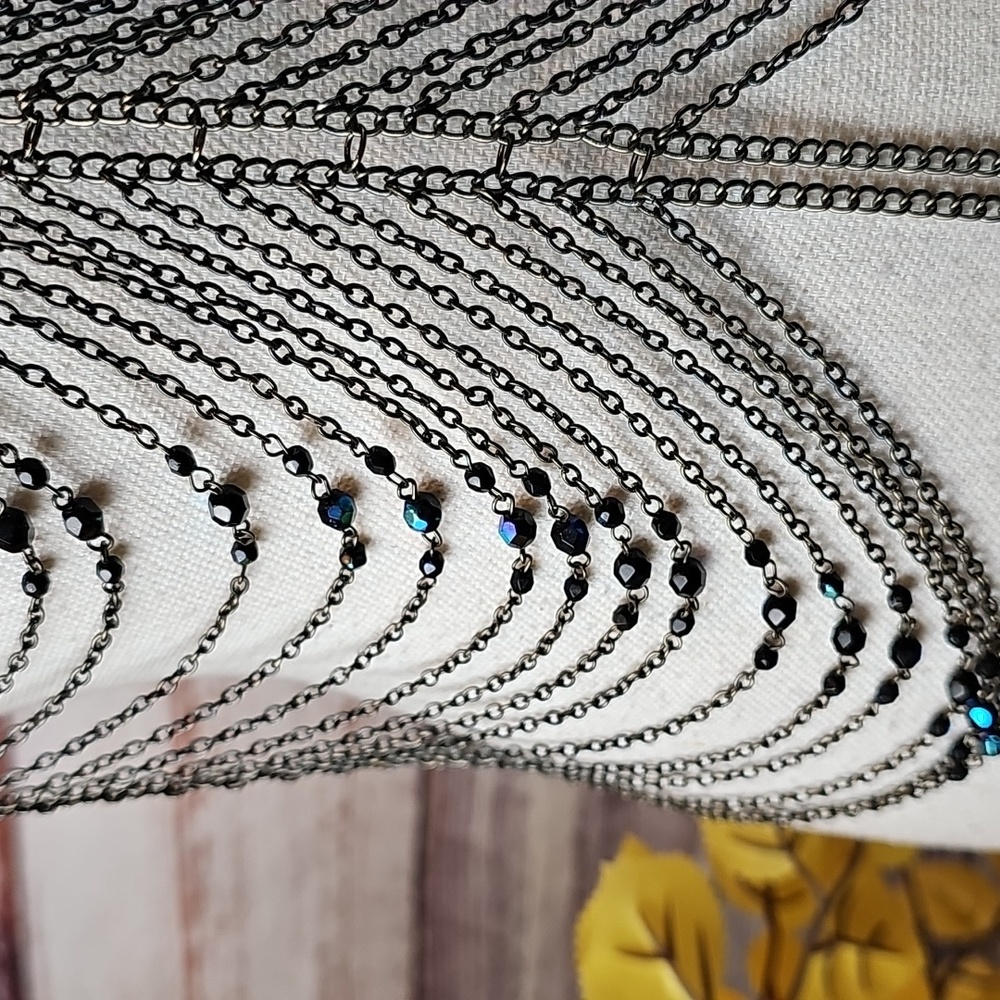 NEW GUNMETAL BEADED BODY CHAIN - Picture 3 of 14
